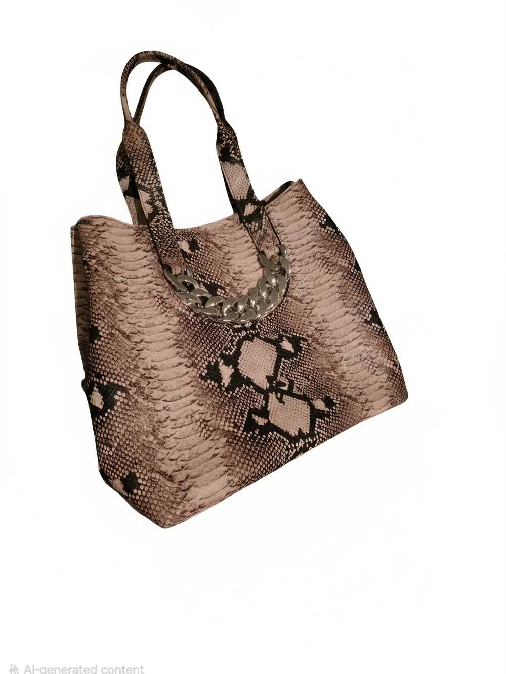 INC International Concepts Blush Snake-Print Tote with Silver Chain